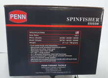 Load image into Gallery viewer, Penn Spinfisher 850 SSM metal body Reel Specifications. Gear Ratio 4.6 to 1, Mono Capacity 30lb at 250 Yards, Braid Capacity 65lb at 440 Yards