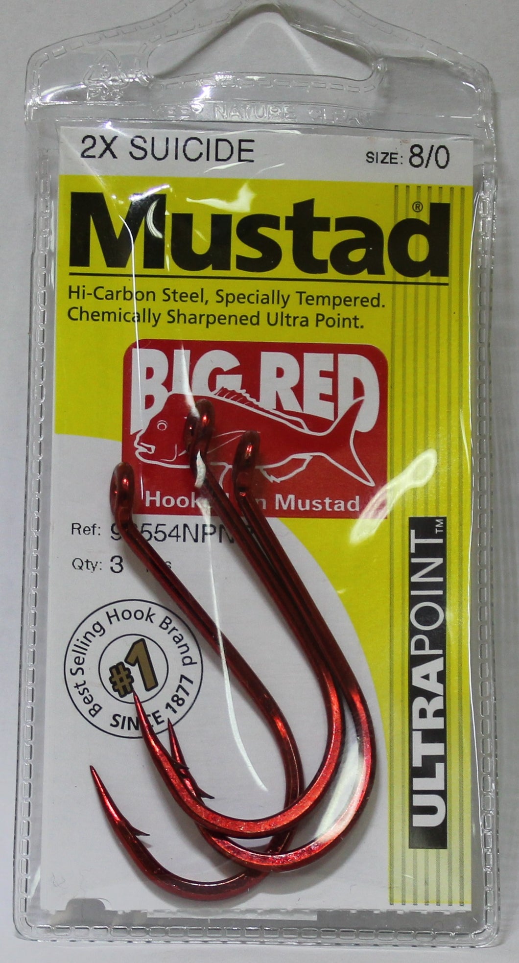 Mustad Big Red Suicide Hooks 3 / 0 8 Pack